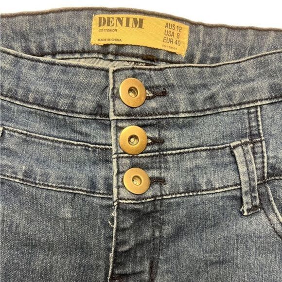 Cotton On- Dark Denim High Waisted Shorts- Size: 8 (28-29) - Picture 2 of 5